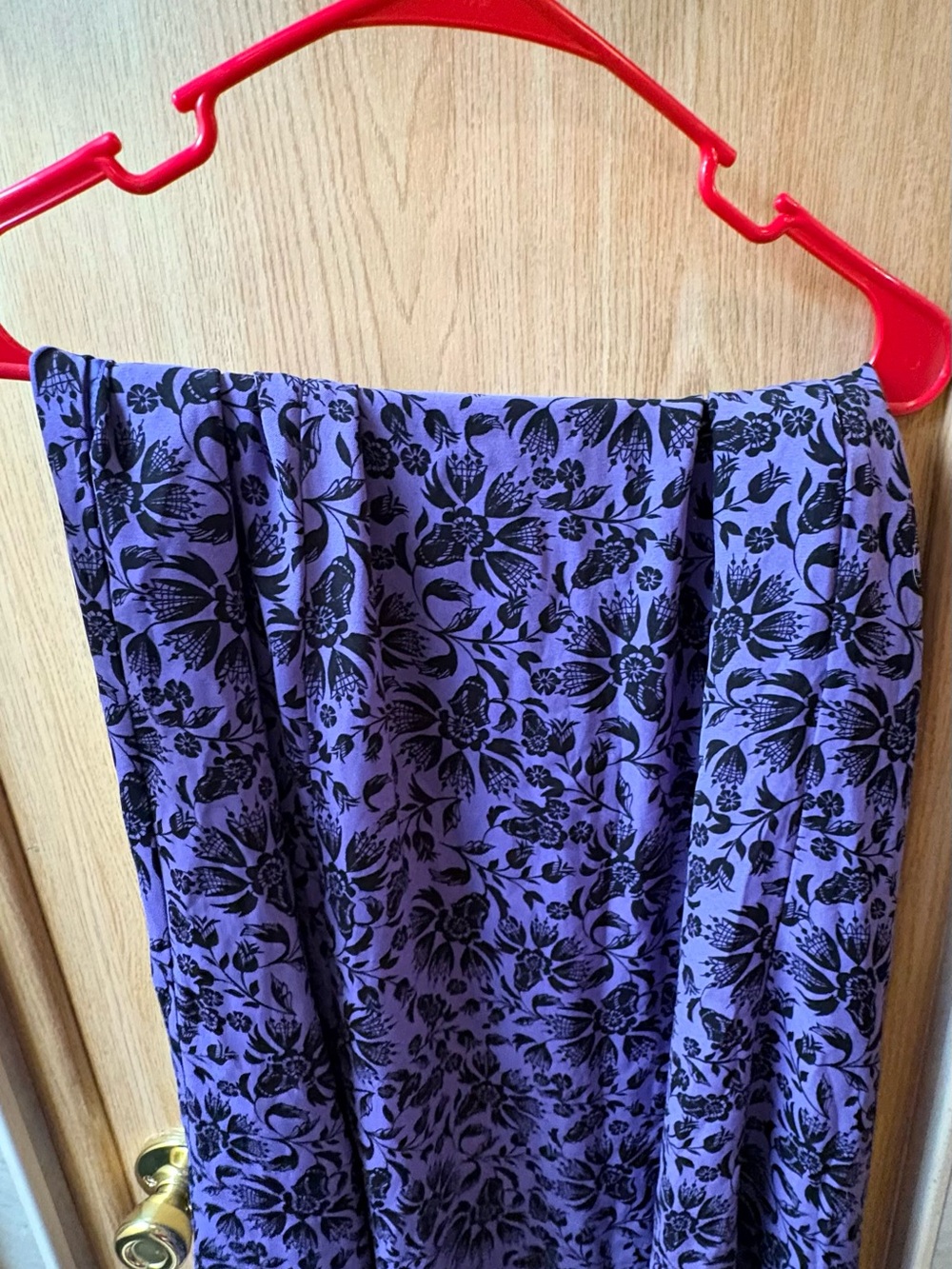 Liz Claiborne Purple Maxi Skirt with Black Floral Motif